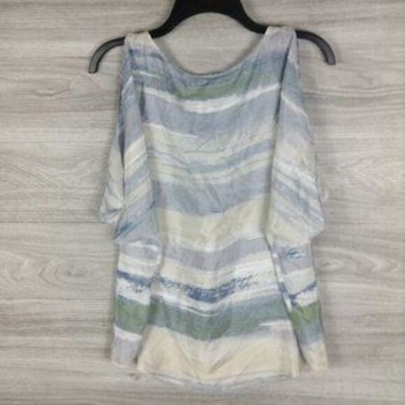 Nic + Zoe Striped Open Shoulder Sheer Blouse - Picture 2 of 5